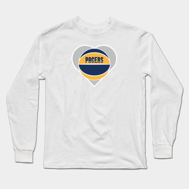 Heart Shaped Indiana Pacers Basketball Long Sleeve T-Shirt by Rad Love